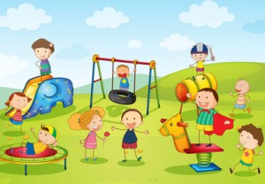 Illustration of kids playing at the park